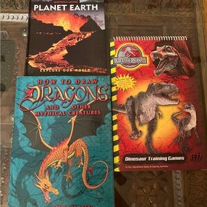 Book Collection: Planet Earth, How to Draw Dragons, Dinosaur Training Games